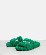 black B A L E N C I A G A fur slides