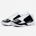 White and black sneakers with 'Alternate Bruce Lee' text on a white background