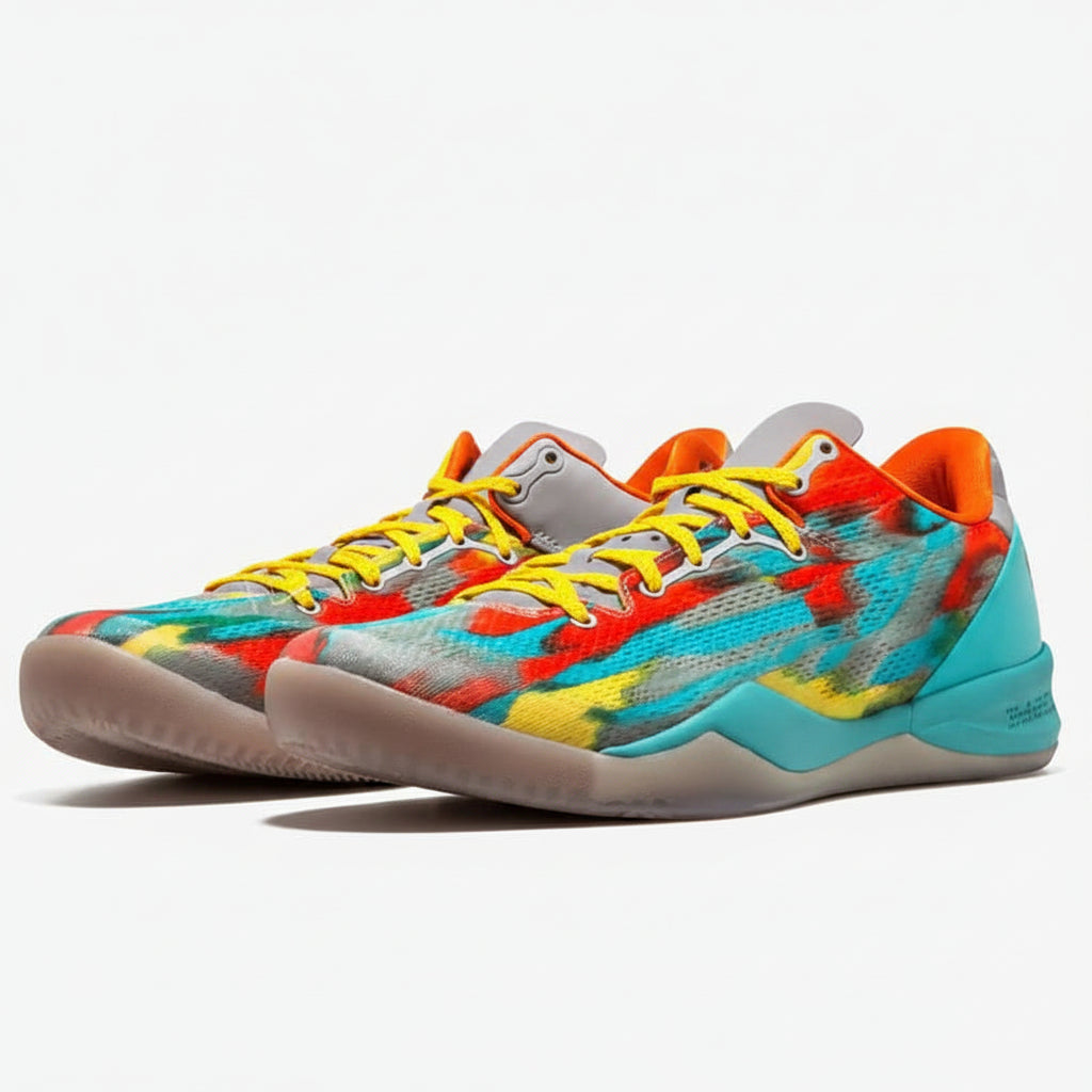 Colorful sneakers with 'Venice Beach' text on a white background