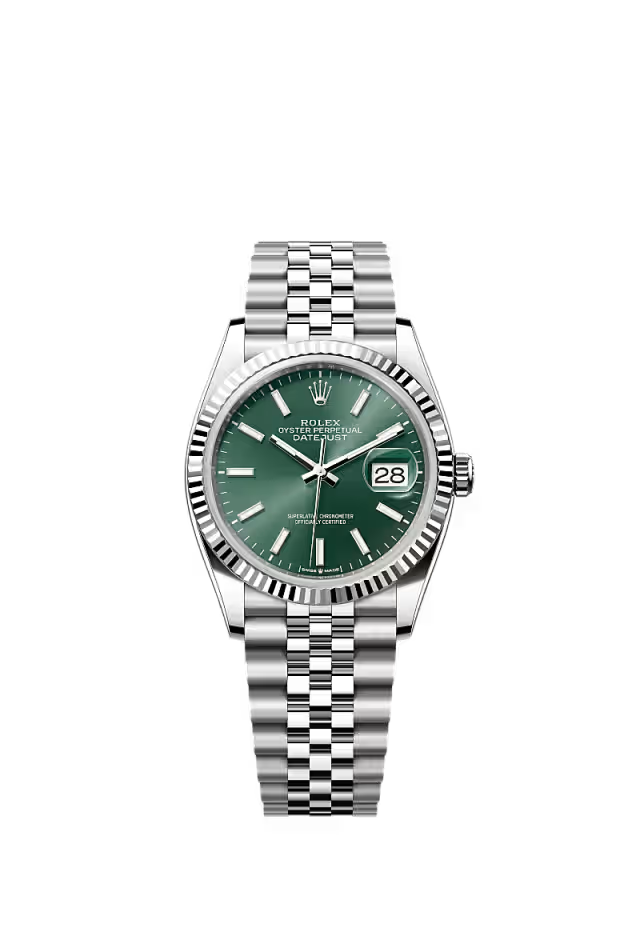 mint green-Silver datejust 36 Rolex